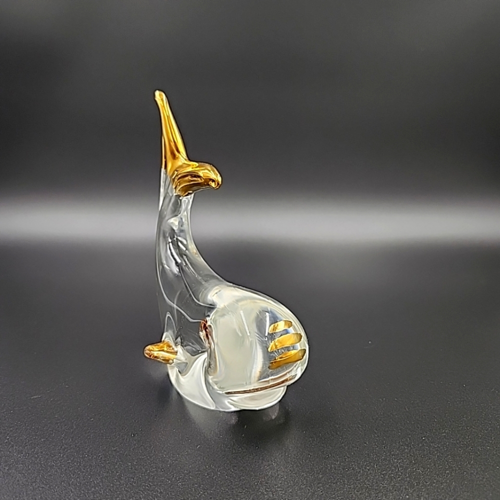 Artglass Clear and Gold Whale